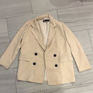 Zara Women's Cream Double-Breasted Blazer
